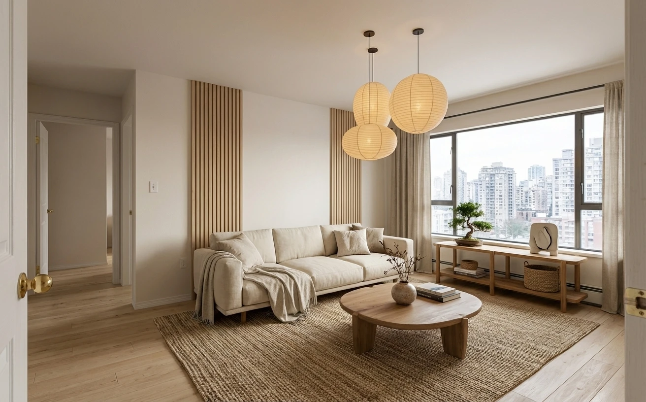 Room after AI Japandi interior redesign
